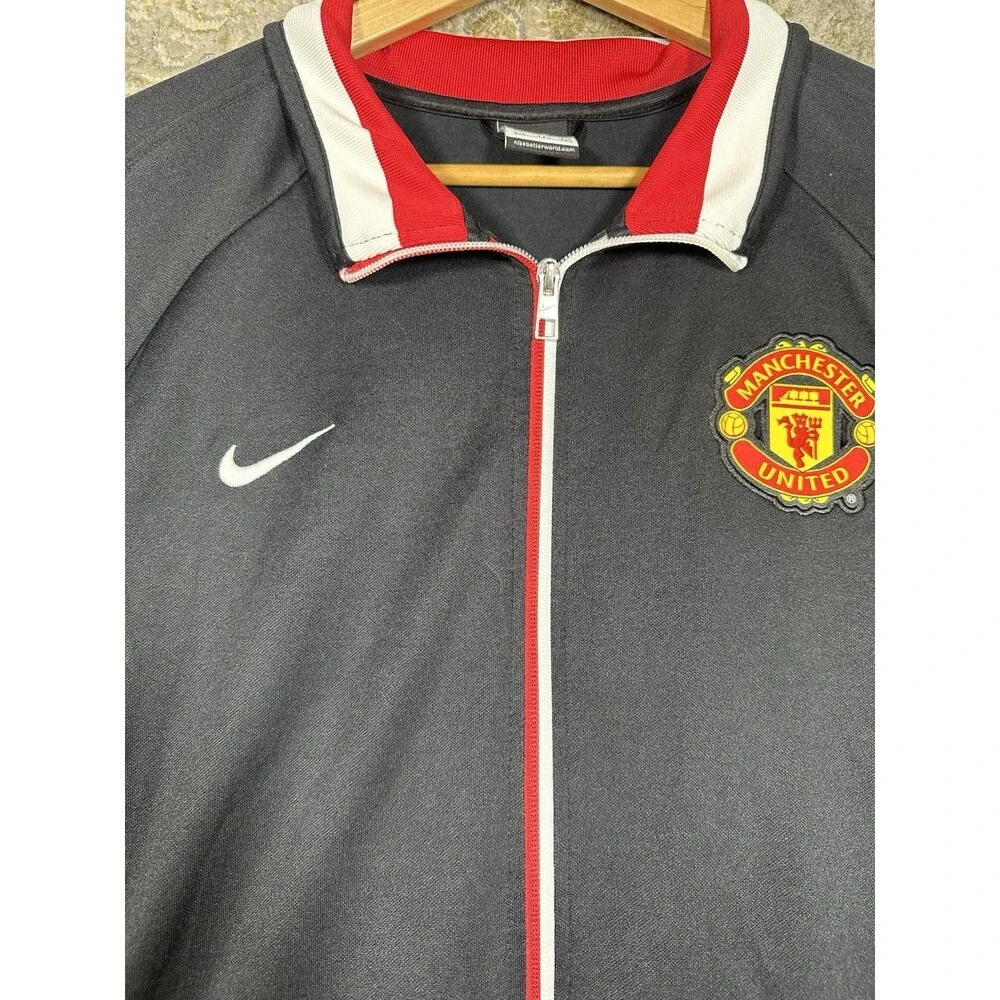 VTG Nike Manchester United 2012-13 Track Jacket Mens 2XL Black Red White